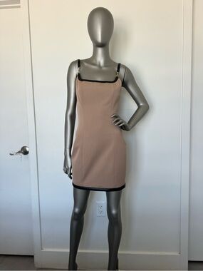 L'AGENCE Taupe Mini Dress with Black Trim